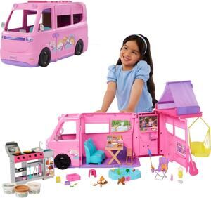 NEW IN BOX Barbie Dream Camper Playset with Tent and BBQ Grill Color Change NWT